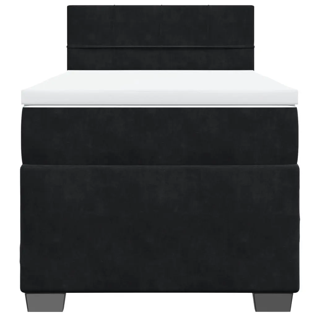 King Single Pocket Spring Bed Black Fabric Frame with Mattress Topper