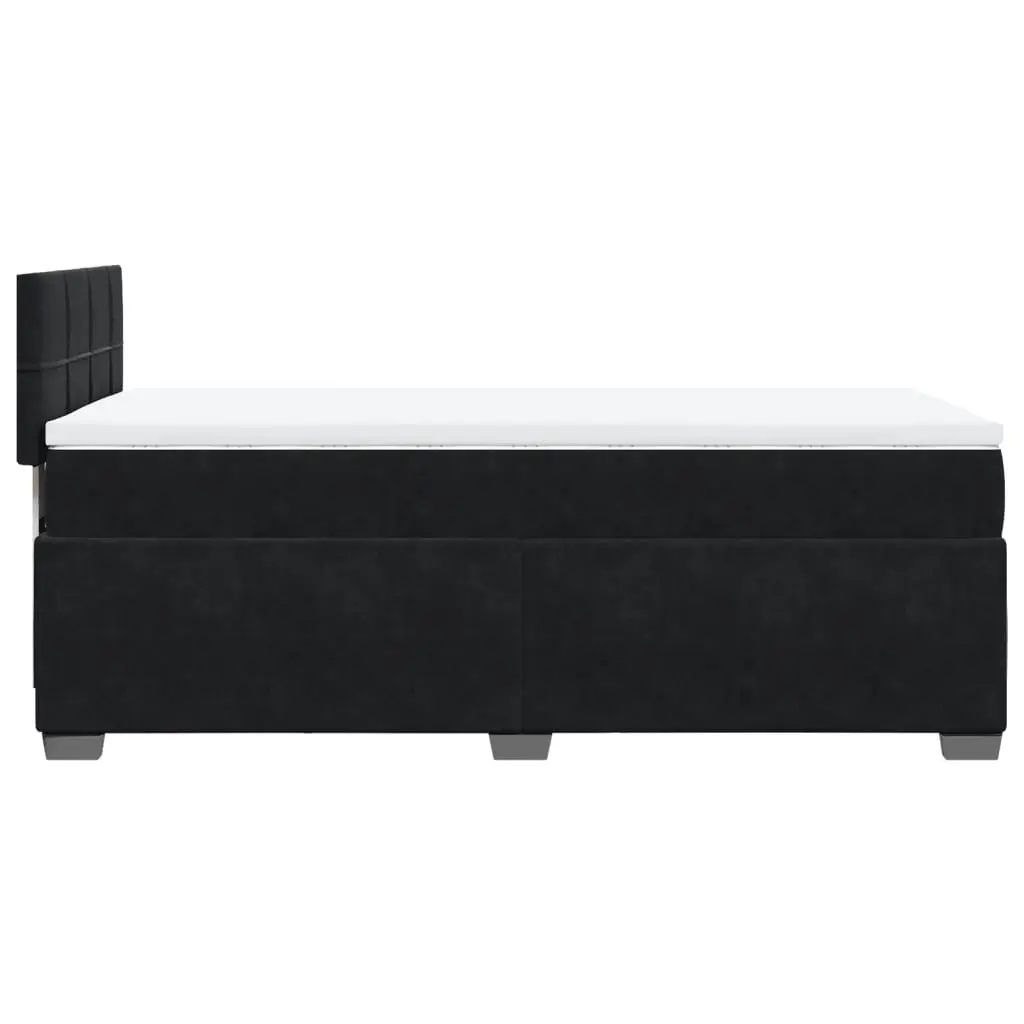 King Single Pocket Spring Bed Black Fabric Frame with Mattress Topper