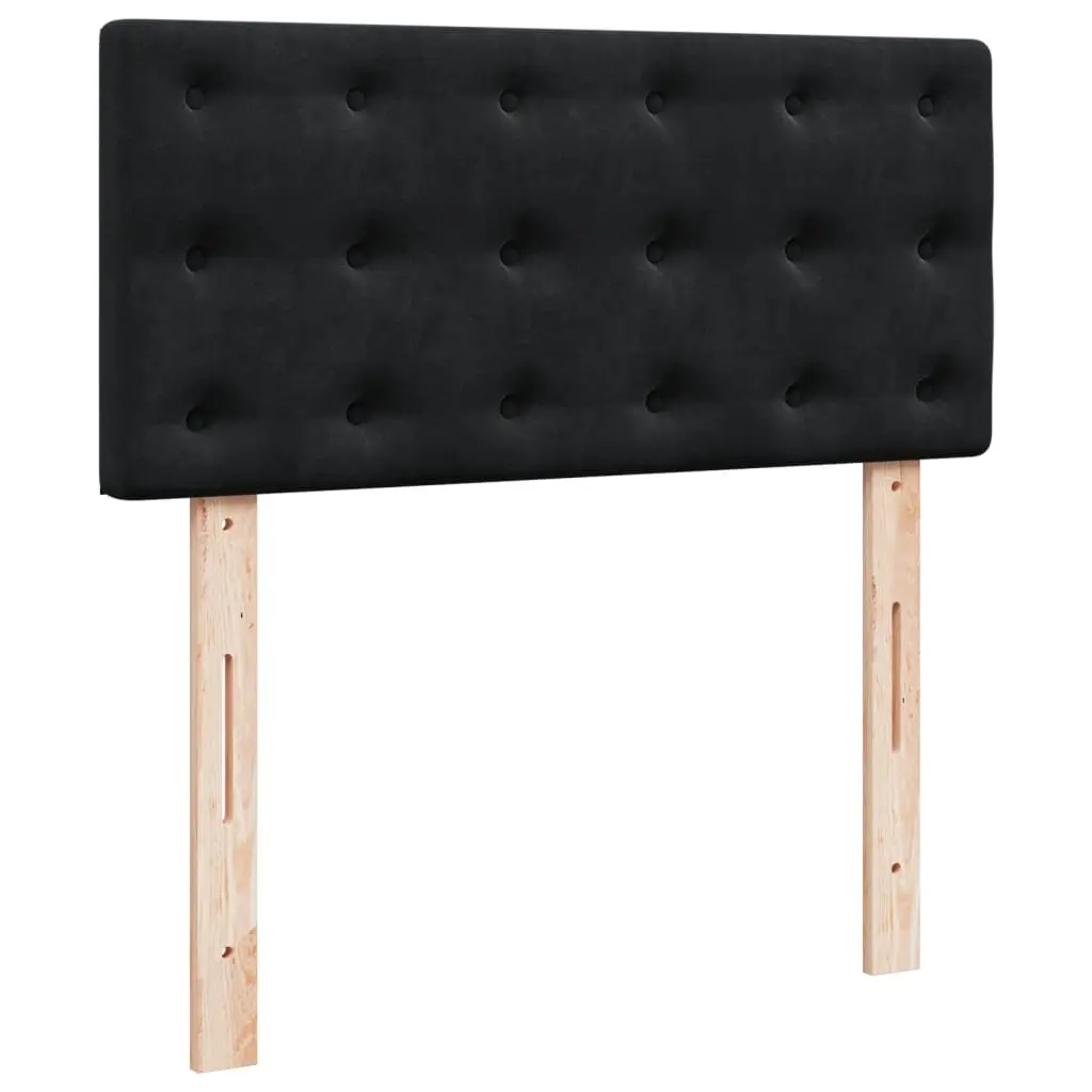 King Single Box Spring Bed with Pocket Mattress Black Fabric Frame Slats