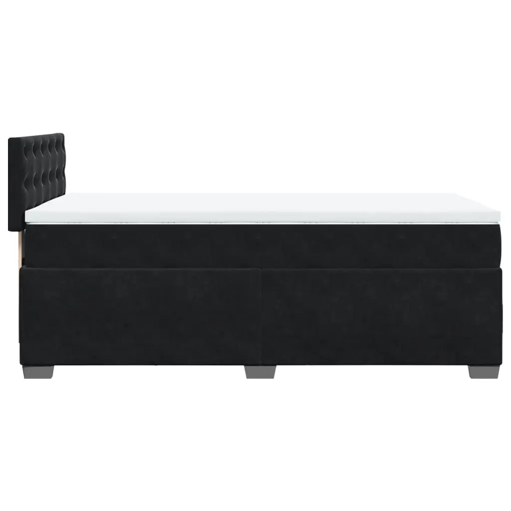 King Single Box Spring Bed with Pocket Mattress Black Fabric Frame Slats