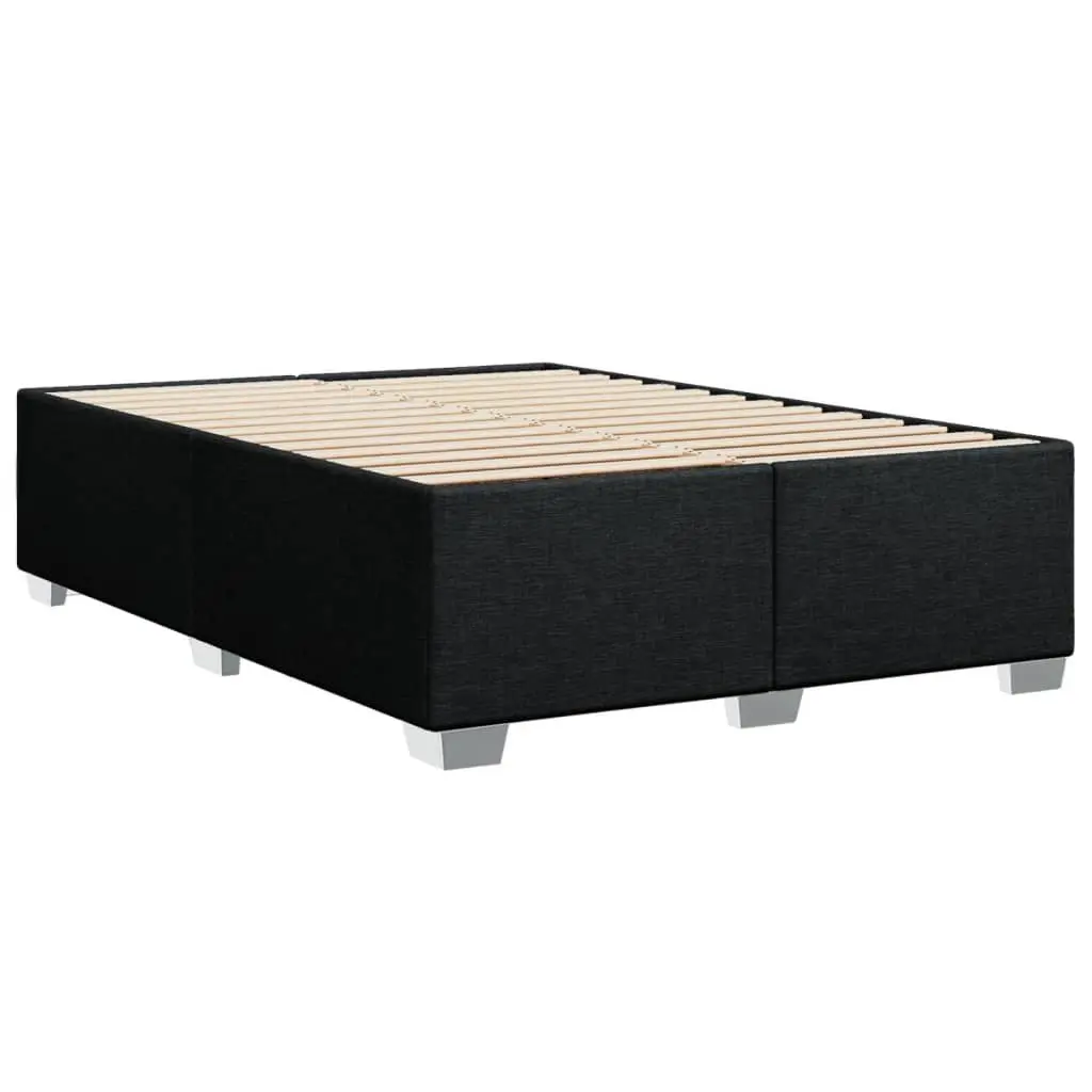 Double Bed Frame with Pocket Spring Mattress Slatted Base Black Fabric