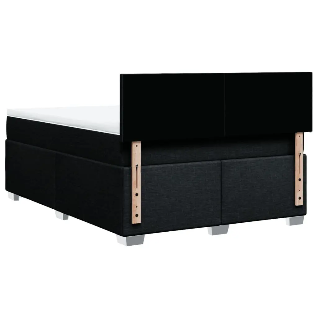 Double Bed Frame with Pocket Spring Mattress Slatted Base Black Fabric