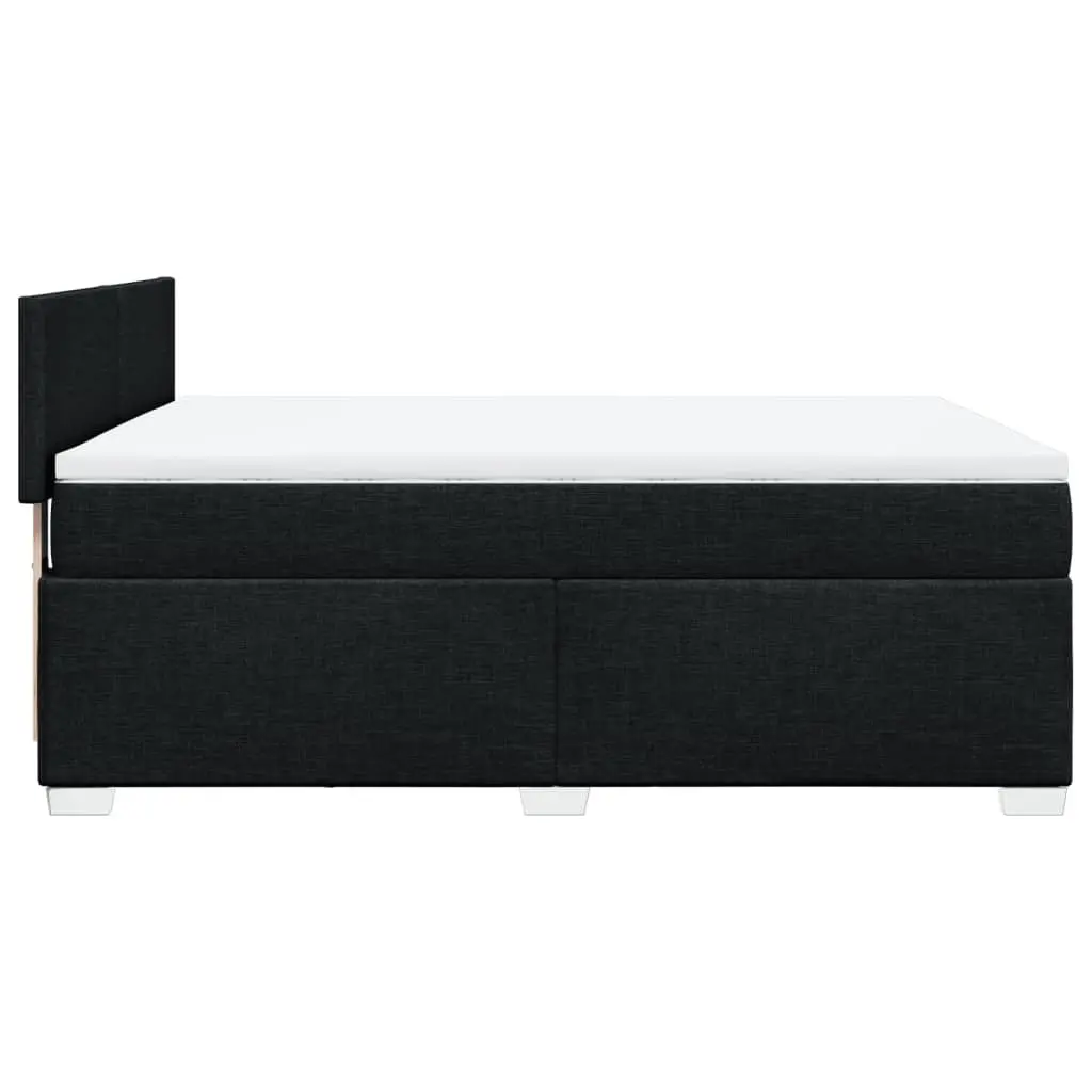 Double Bed Frame with Pocket Spring Mattress Slatted Base Black Fabric