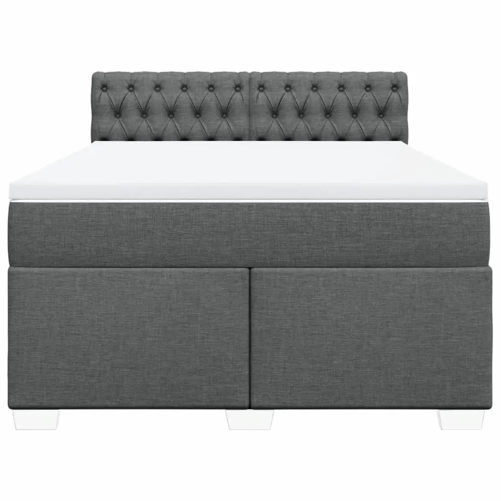 Double Box Spring Bed Pocket Sprung Mattress Double Black Fabric Frame Slats
