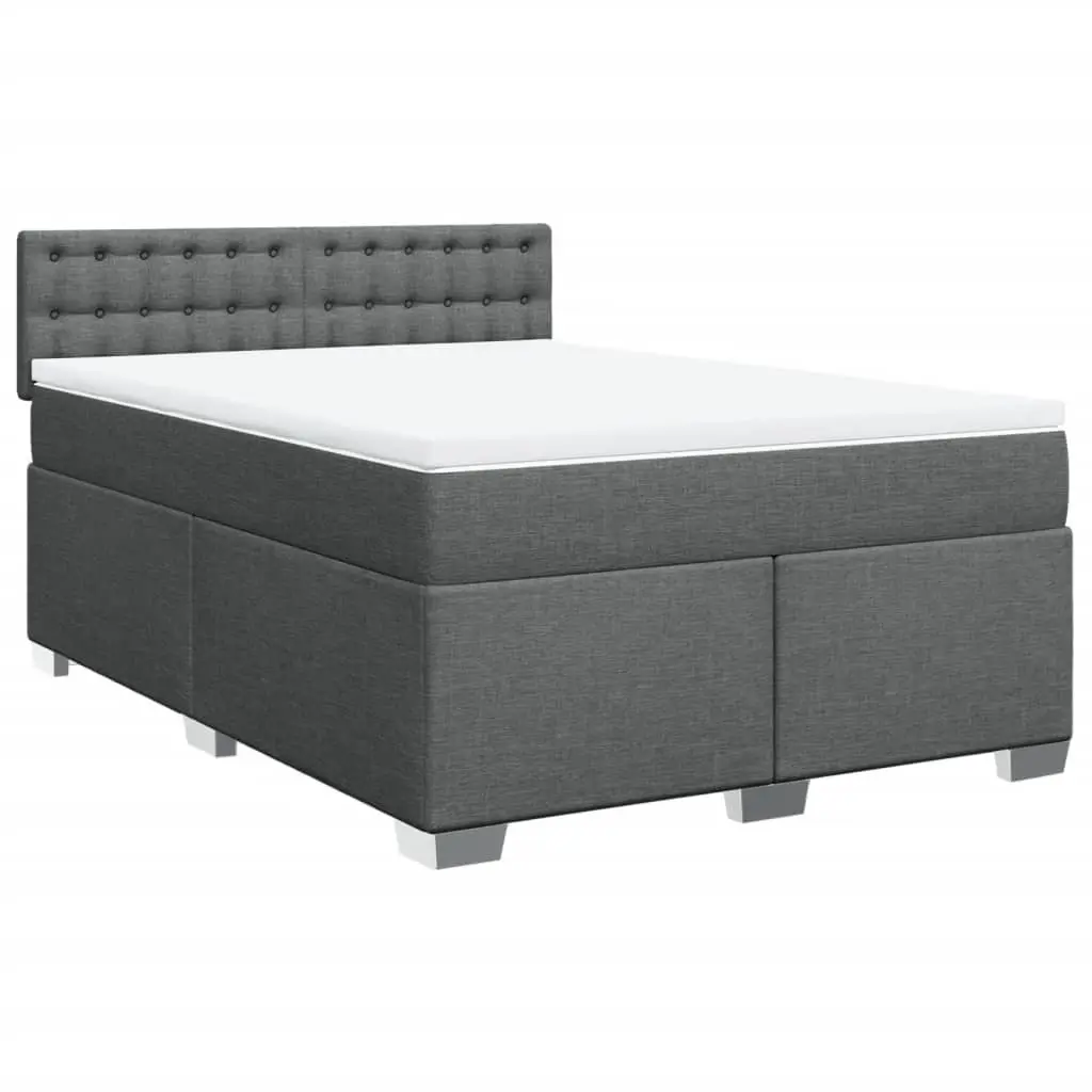 Double Box Spring Bed with Pocket Spring Mattress Black Fabric Frame