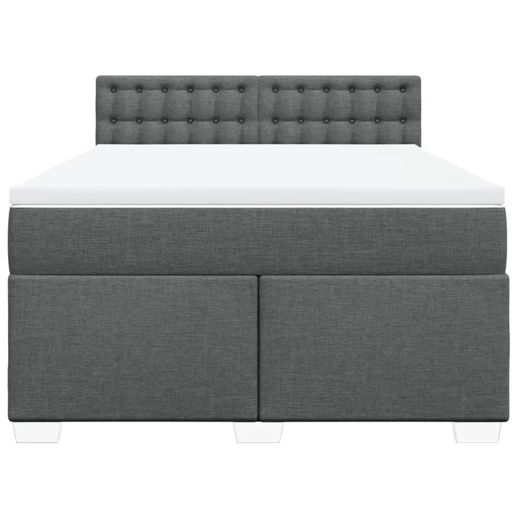 Double Box Spring Bed with Pocket Spring Mattress Black Fabric Frame