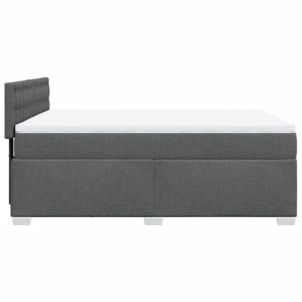 Double Box Spring Bed with Pocket Spring Mattress Black Fabric Frame