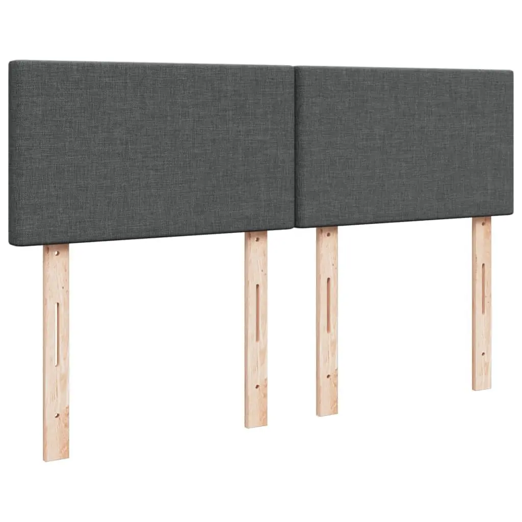 Queen Box Spring Bed Pocket Spring Mattress Grey Fabric Frame Slats