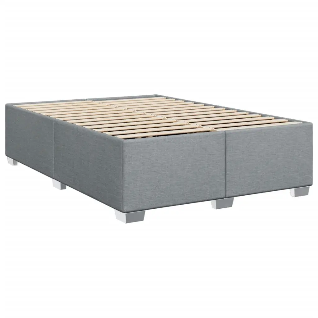 Queen Box Spring Bed with Pocket Spring Mattress Grey Fabric Bedroom Furniture
