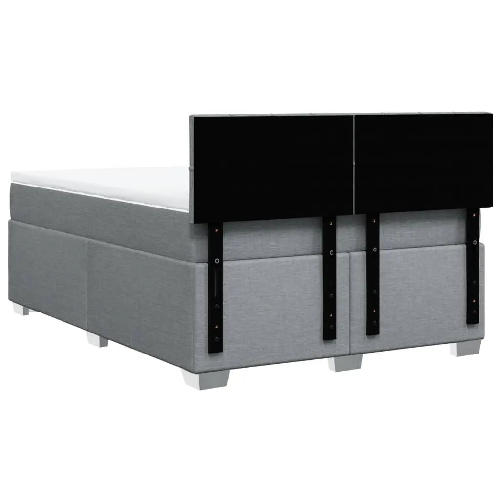 Queen Box Spring Bed with Pocket Spring Mattress Grey Fabric Bedroom Furniture