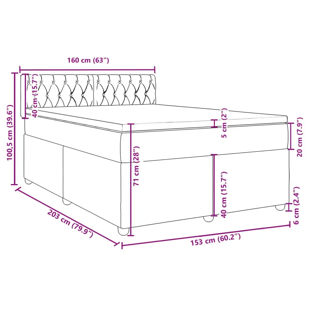 Queen Bed Frame with Dark Grey Upholstered Fabric Pocket Spring Mattress and Removable Topper