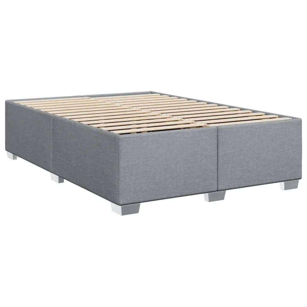 Queen Bed Frame with Dark Grey Upholstered Fabric Pocket Spring Mattress and Removable Topper