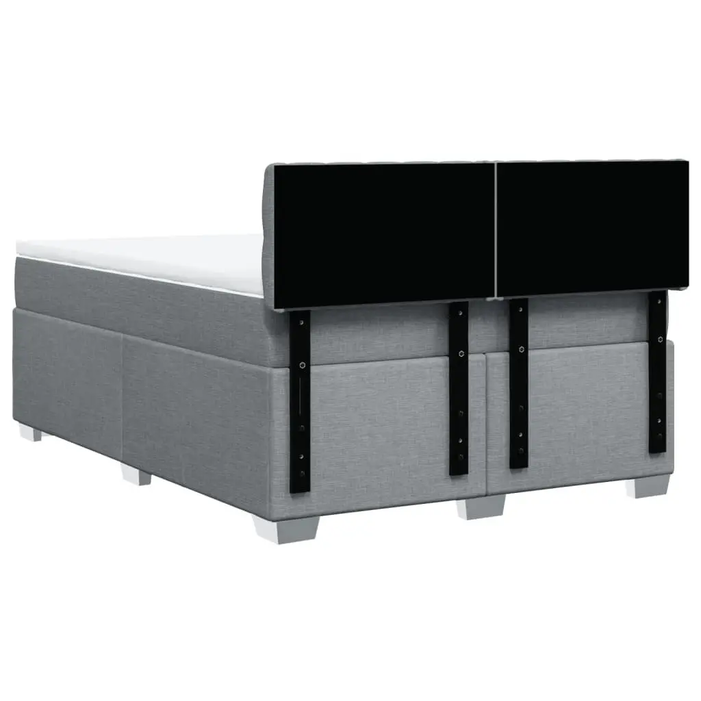 Queen Bed Frame with Dark Grey Upholstered Fabric Pocket Spring Mattress and Removable Topper