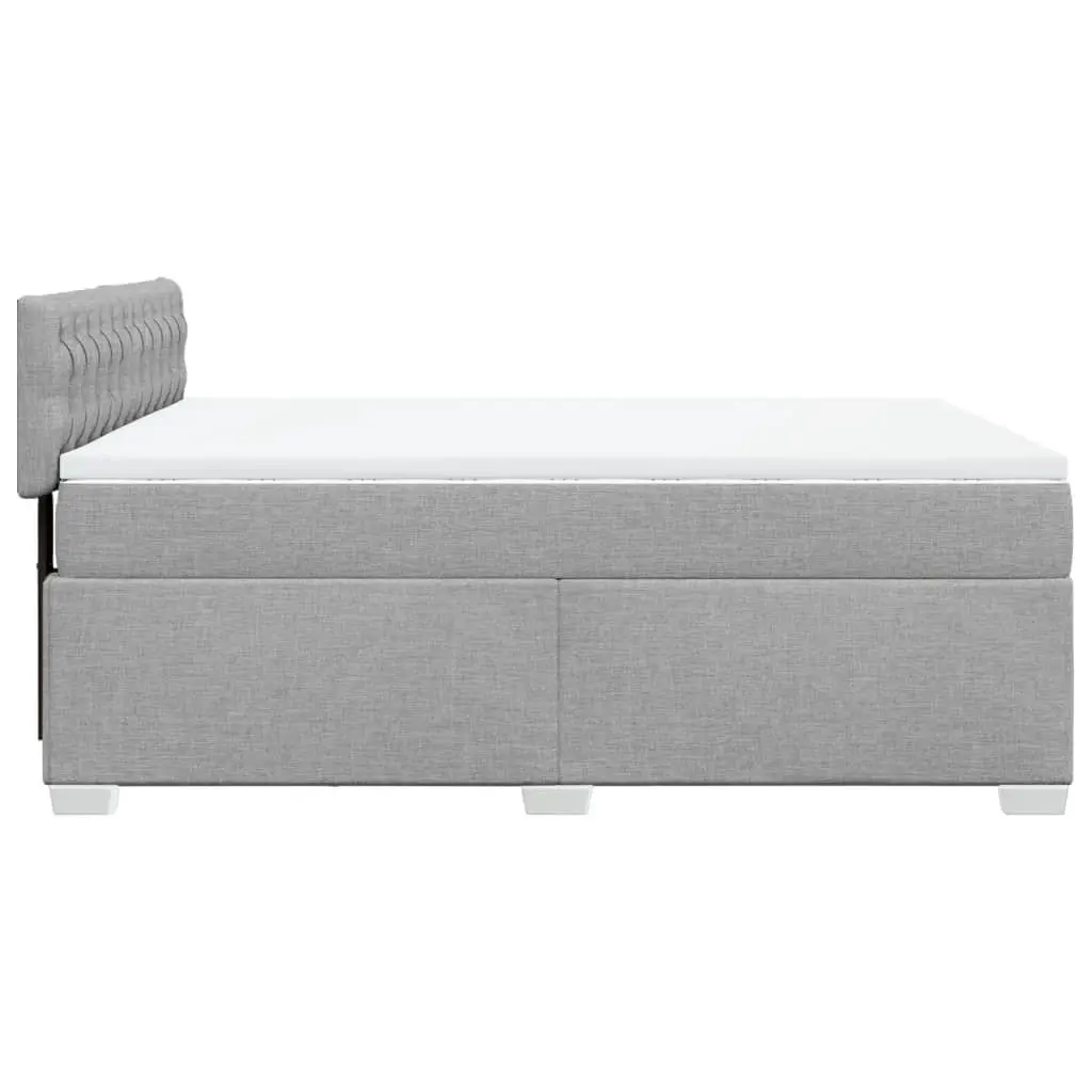 Queen Bed Frame with Dark Grey Upholstered Fabric Pocket Spring Mattress and Removable Topper
