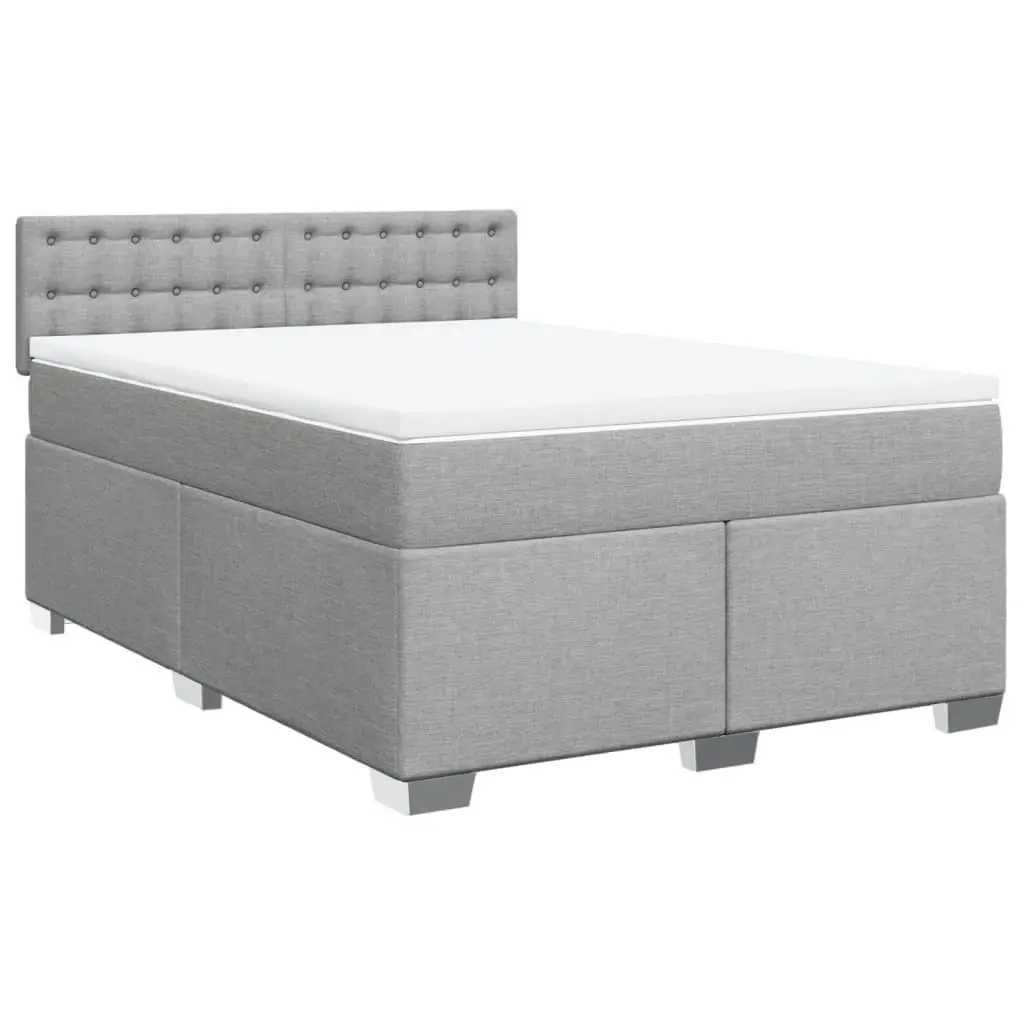 Queen Bed with Pocket Spring Mattress and Washable Topper Dark Grey Upholstery