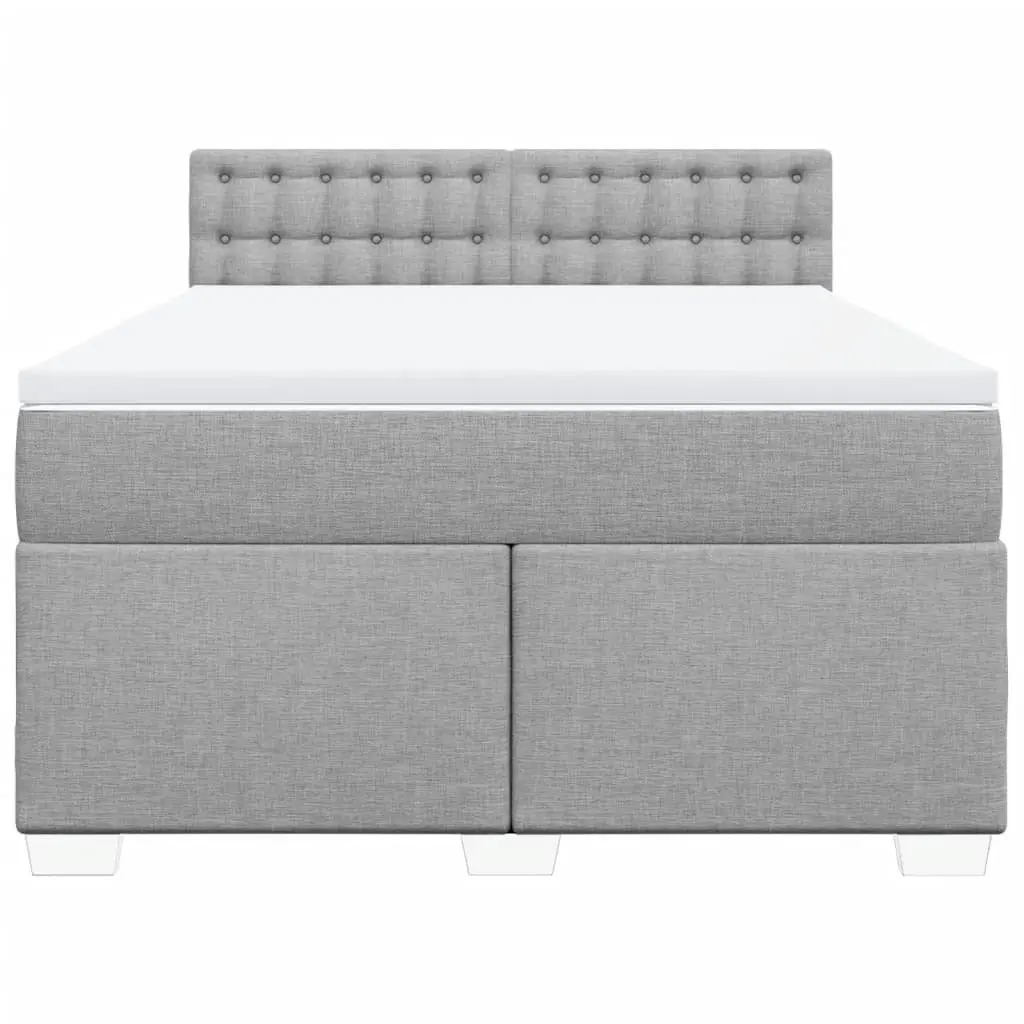 Queen Bed with Pocket Spring Mattress and Washable Topper Dark Grey Upholstery