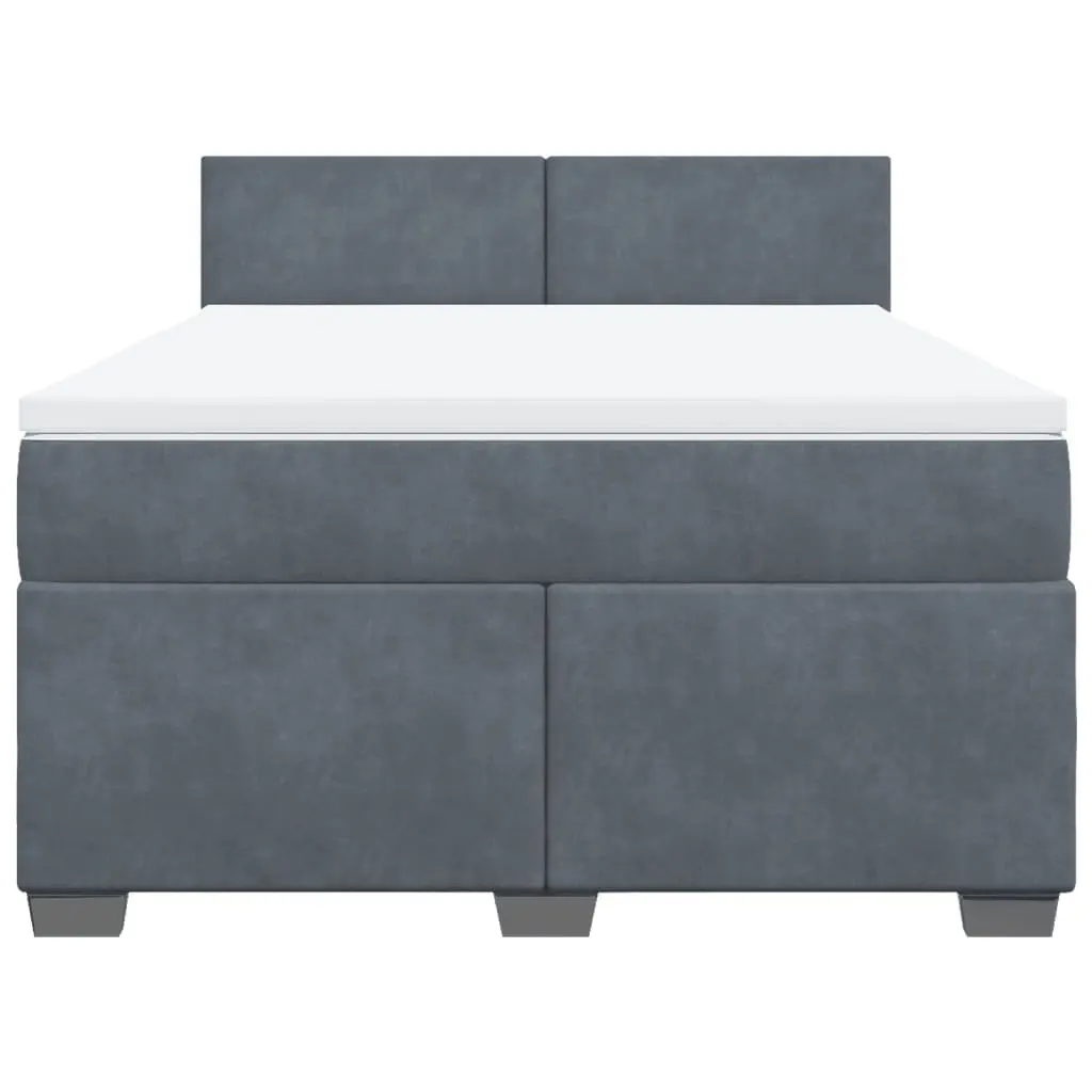 Pocket Sprung Mattress Double Bed Frame Velvet Upholstered Slatted Base Black