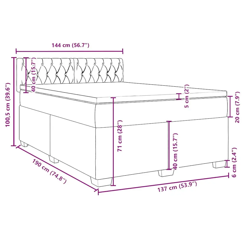 Double Box Spring Bed with Pocket Mattress Grey Velvet Upholstered Frame