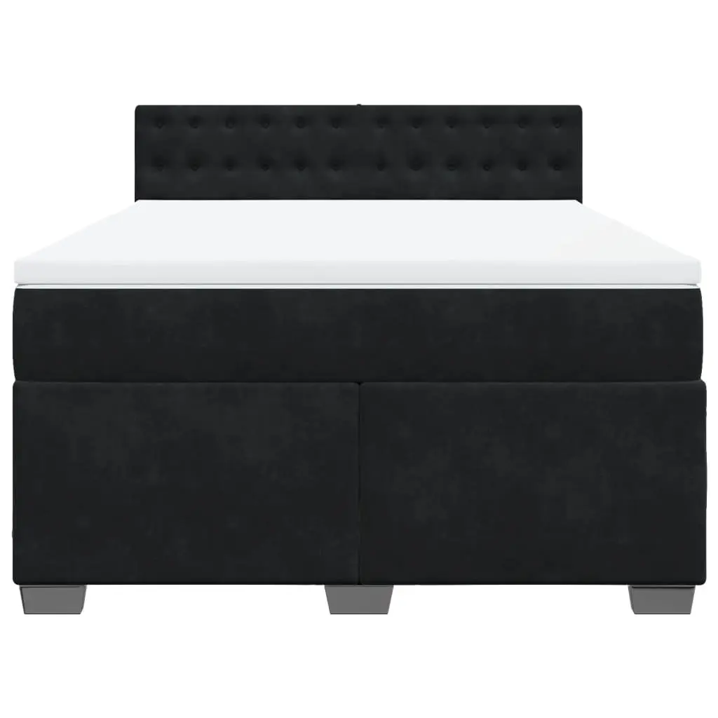 Double Bed Frame Velvet Upholstered Grey with Pocket Spring Mattress and Slatted Base