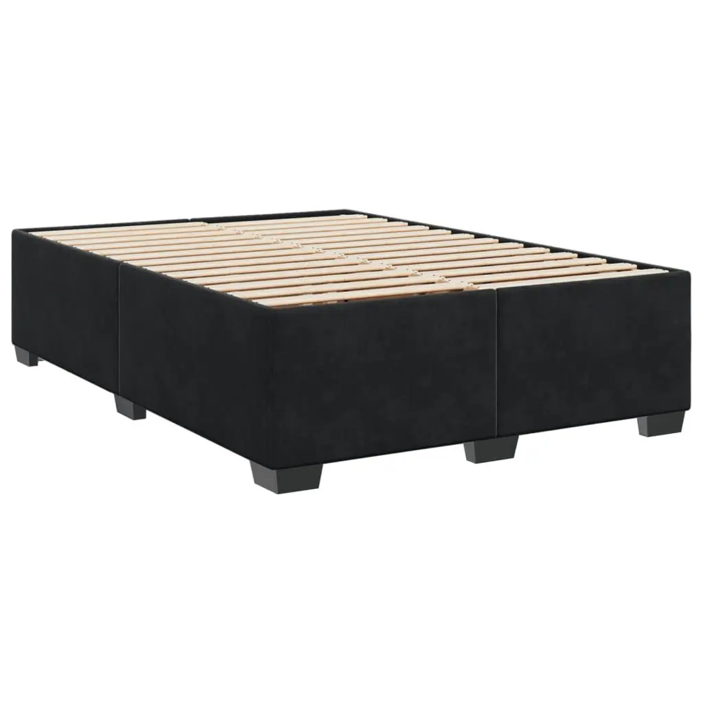 Double Bed Frame Velvet Upholstered Grey with Pocket Spring Mattress and Slatted Base