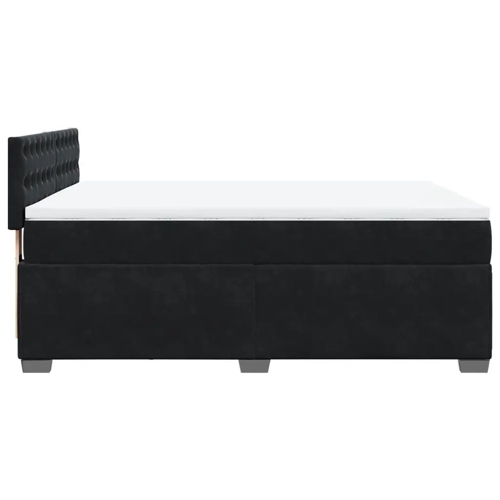 Double Bed Frame Velvet Upholstered Grey with Pocket Spring Mattress and Slatted Base