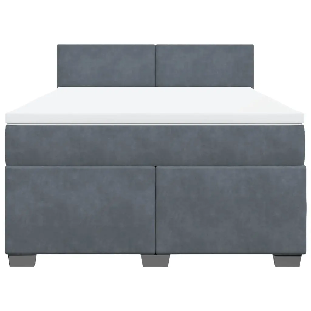 Box Spring Bed with Pocket Spring Mattress Queen Velvet Upholstered Frame Black