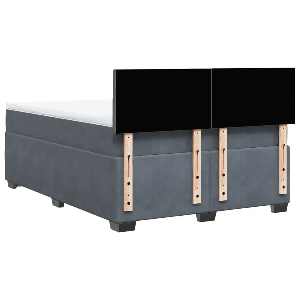 Box Spring Bed with Pocket Spring Mattress Queen Velvet Upholstered Frame Black