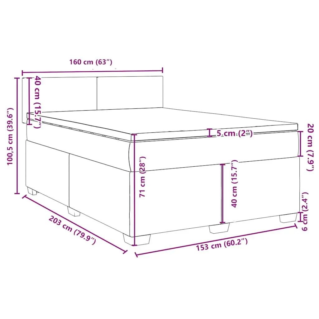 Queen Box Spring Bed with Pocket Spring Mattress Velvet Upholstered Frame