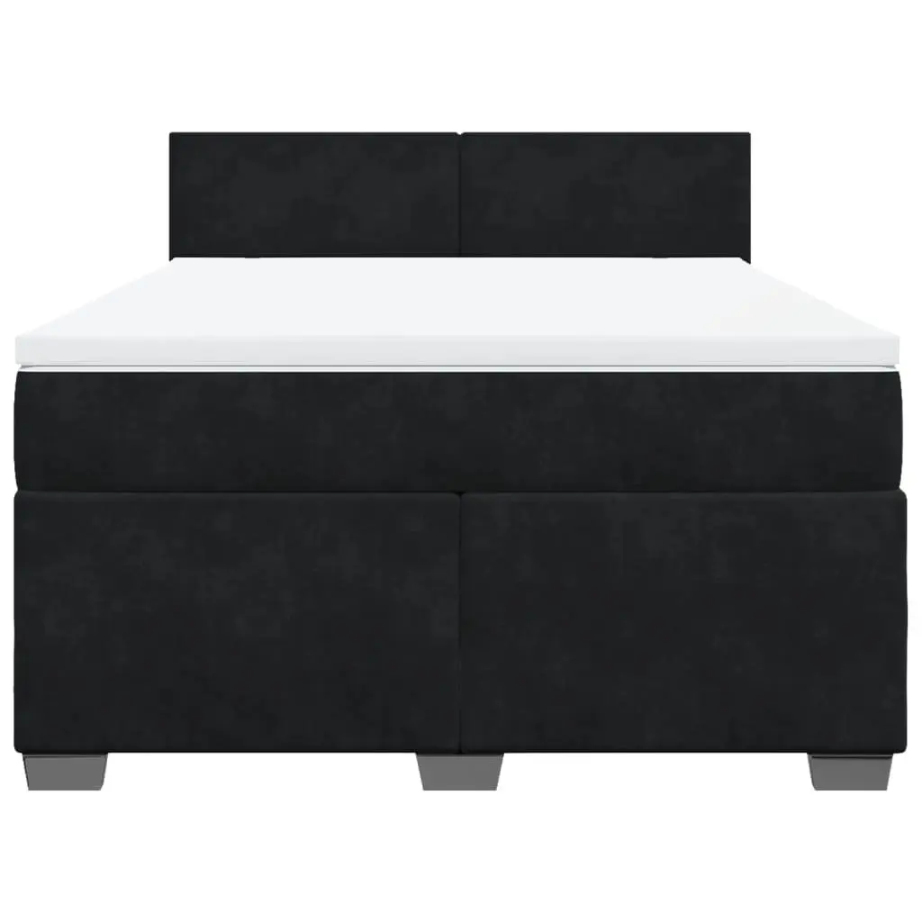 Queen Box Spring Bed with Pocket Spring Mattress Velvet Upholstered Frame