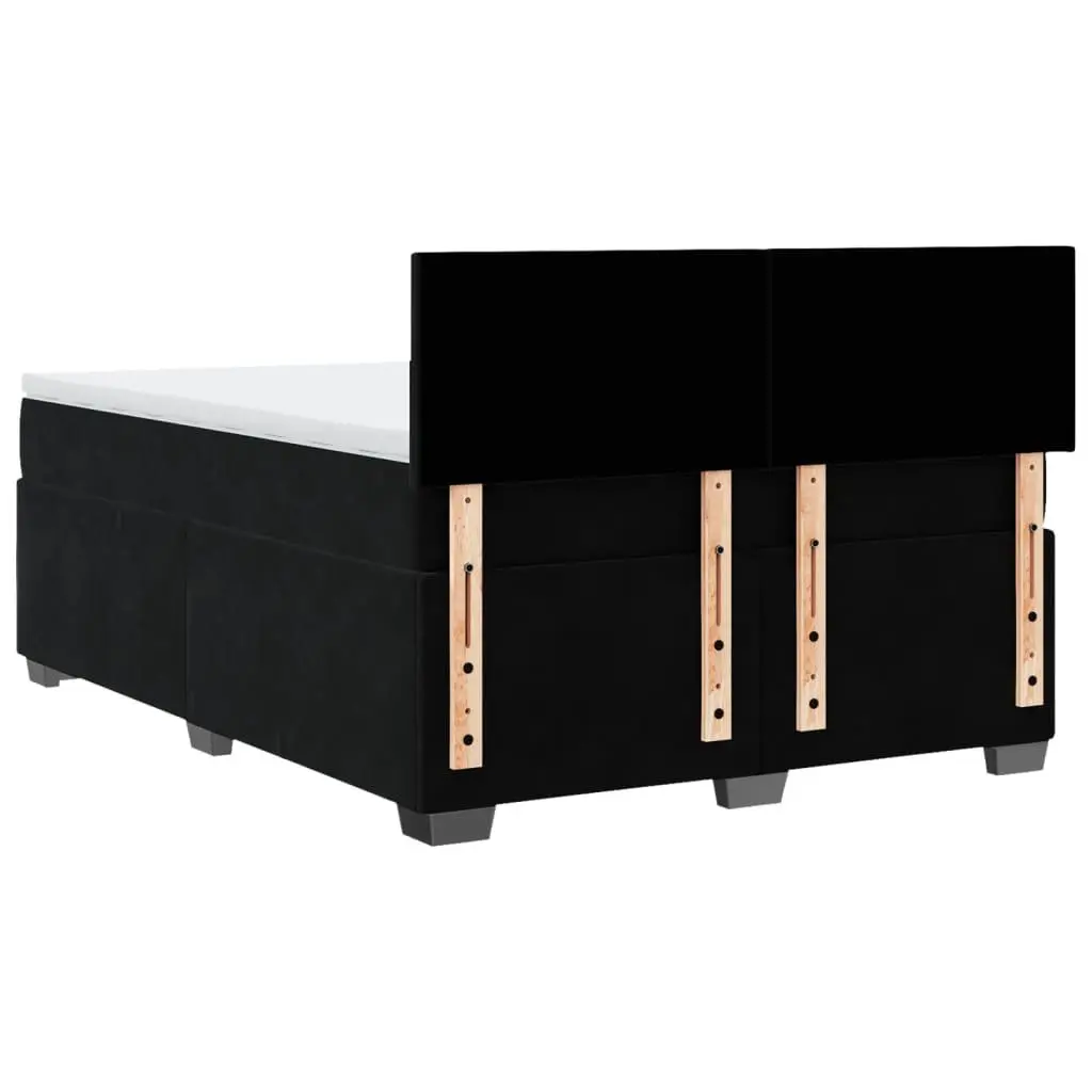 Queen Box Spring Bed with Pocket Spring Mattress Velvet Upholstered Frame