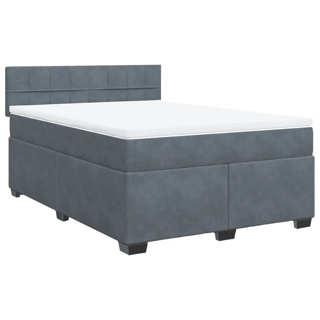 Box Spring Bed Pocket Spring Mattress Queen Size Velvet Black