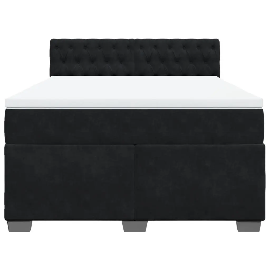 Queen Bed Frame Grey Velvet Upholstered Box Spring with Pocket Spring Mattress and Slatted Base