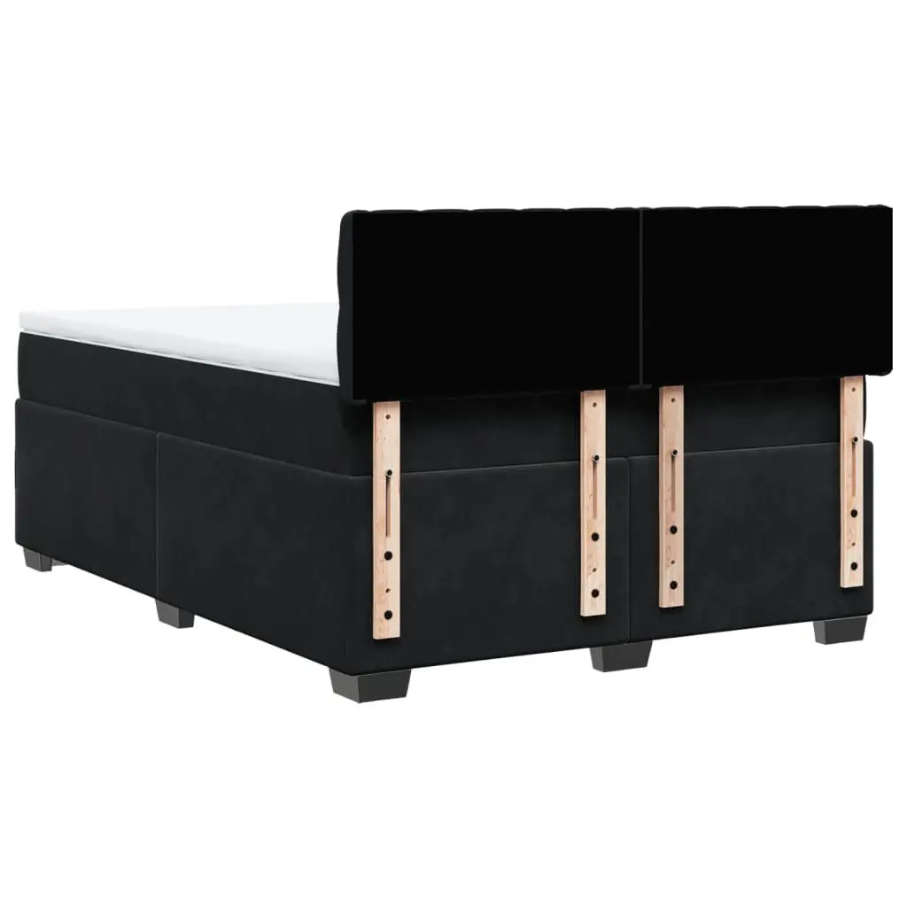 Queen Bed Frame Grey Velvet Upholstered Box Spring with Pocket Spring Mattress and Slatted Base