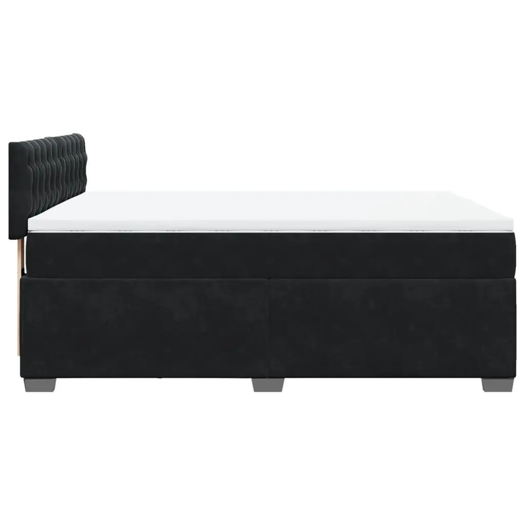 Queen Bed Frame Grey Velvet Upholstered Box Spring with Pocket Spring Mattress and Slatted Base