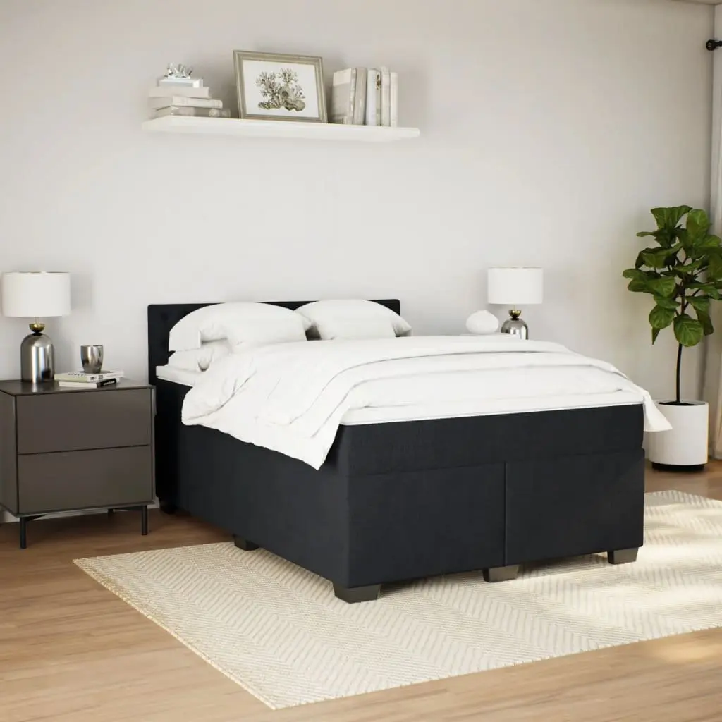 Queen Box Spring Bed with Pocket Mattress Velvet Upholstered Frame Slat Base