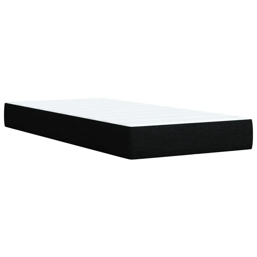 King Single Box Spring Bed with Pocket Mattress Black Fabric Frame Slats
