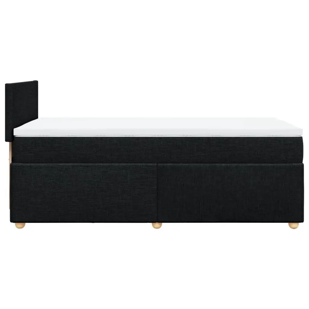 King Single Box Spring Bed with Pocket Mattress Black Fabric Frame Slats