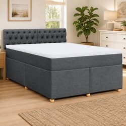 Comfortable Grey Fabric Box Spring Bed for Any Room