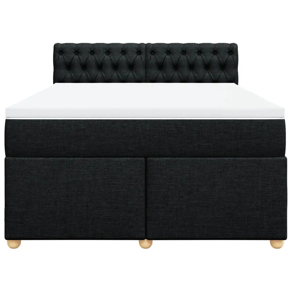 Double Box Spring Bed Pocket Sprung Mattress Black Fabric Frame Double Size