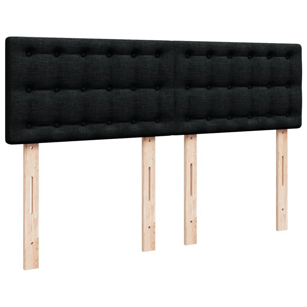 Double Bed Frame Fabric with Pocket Spring Mattress Slatted Base Black
