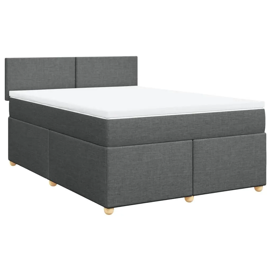 Queen Pocket Spring Mattress Bed Grey Fabric Upholstered Frame for Optimal Comfort