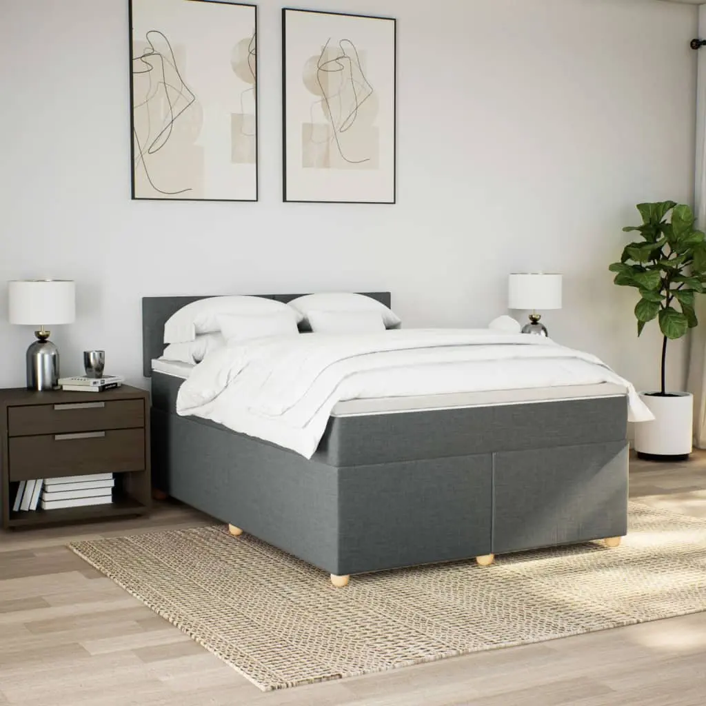 Queen Pocket Spring Mattress Bed Grey Fabric Upholstered Frame for Optimal Comfort