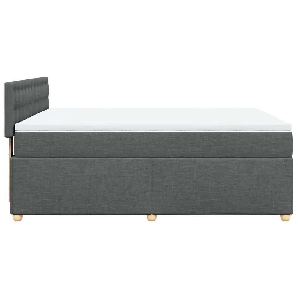 Queen Box Spring Bed with Pocket Spring Mattress Dark Grey Fabric Bedroom