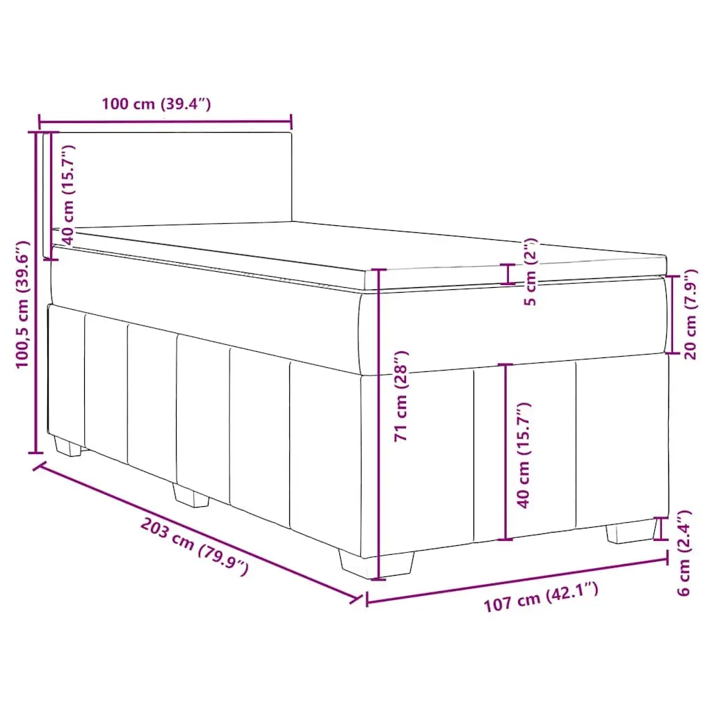 King Single Box Spring Bed with Pocket Mattress Black Fabric Frame