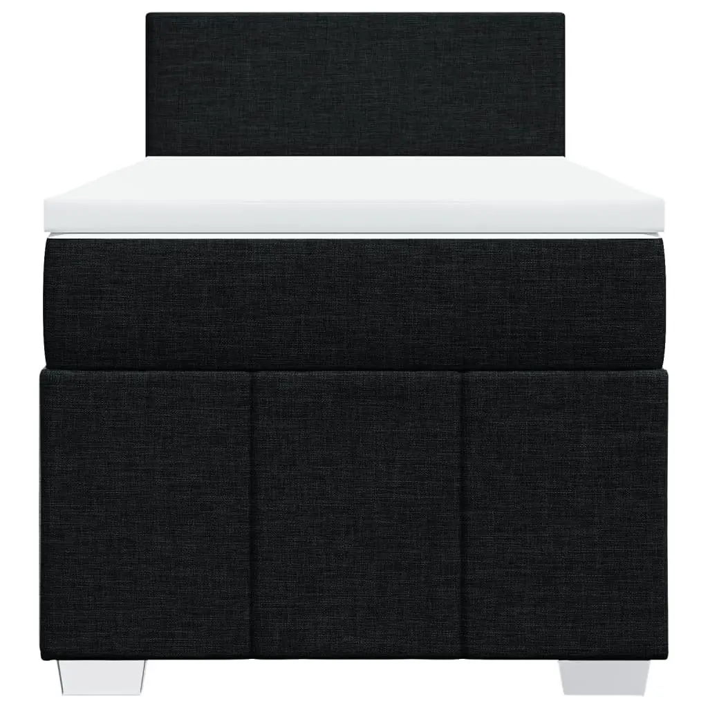 King Single Box Spring Bed with Pocket Mattress Black Fabric Frame