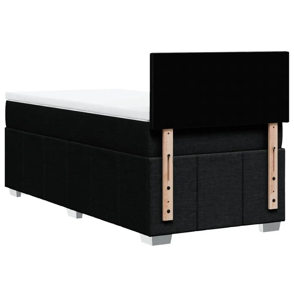 King Single Box Spring Bed with Pocket Mattress Black Fabric Frame