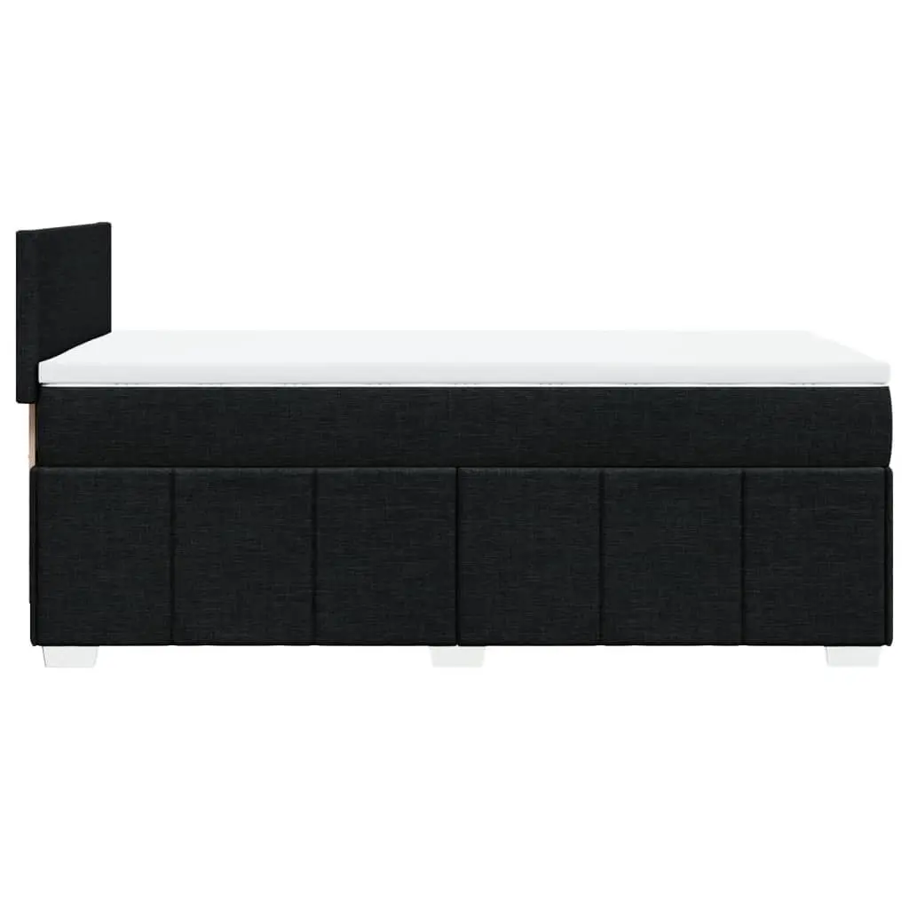 King Single Box Spring Bed with Pocket Mattress Black Fabric Frame