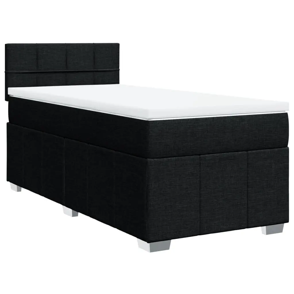 Box Spring Bed Pocket Spring Mattress King Single Black Fabric Frame Slats