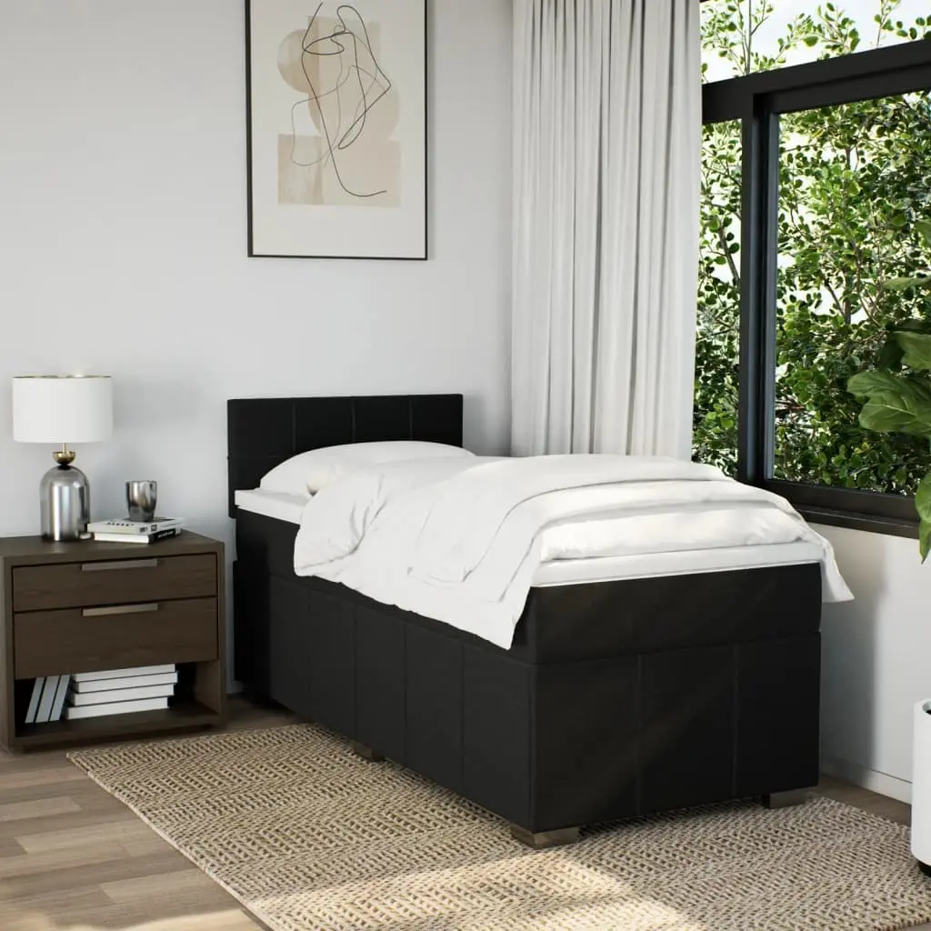 Box Spring Bed Pocket Spring Mattress King Single Black Fabric Frame Slats