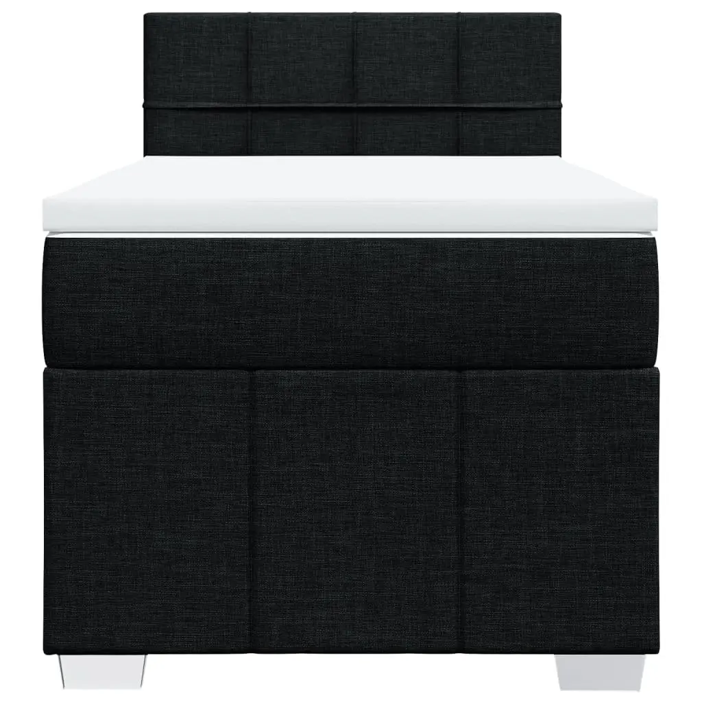 Box Spring Bed Pocket Spring Mattress King Single Black Fabric Frame Slats